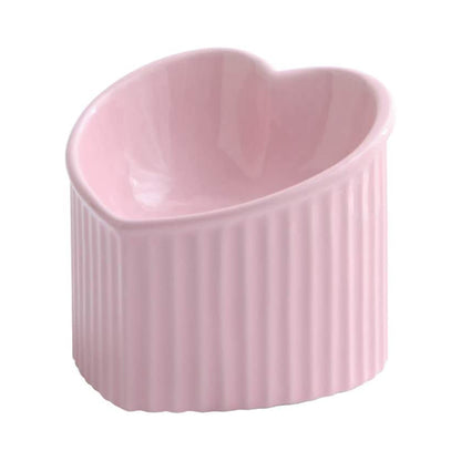 Hartvormig voerbakje van keramiek - roze